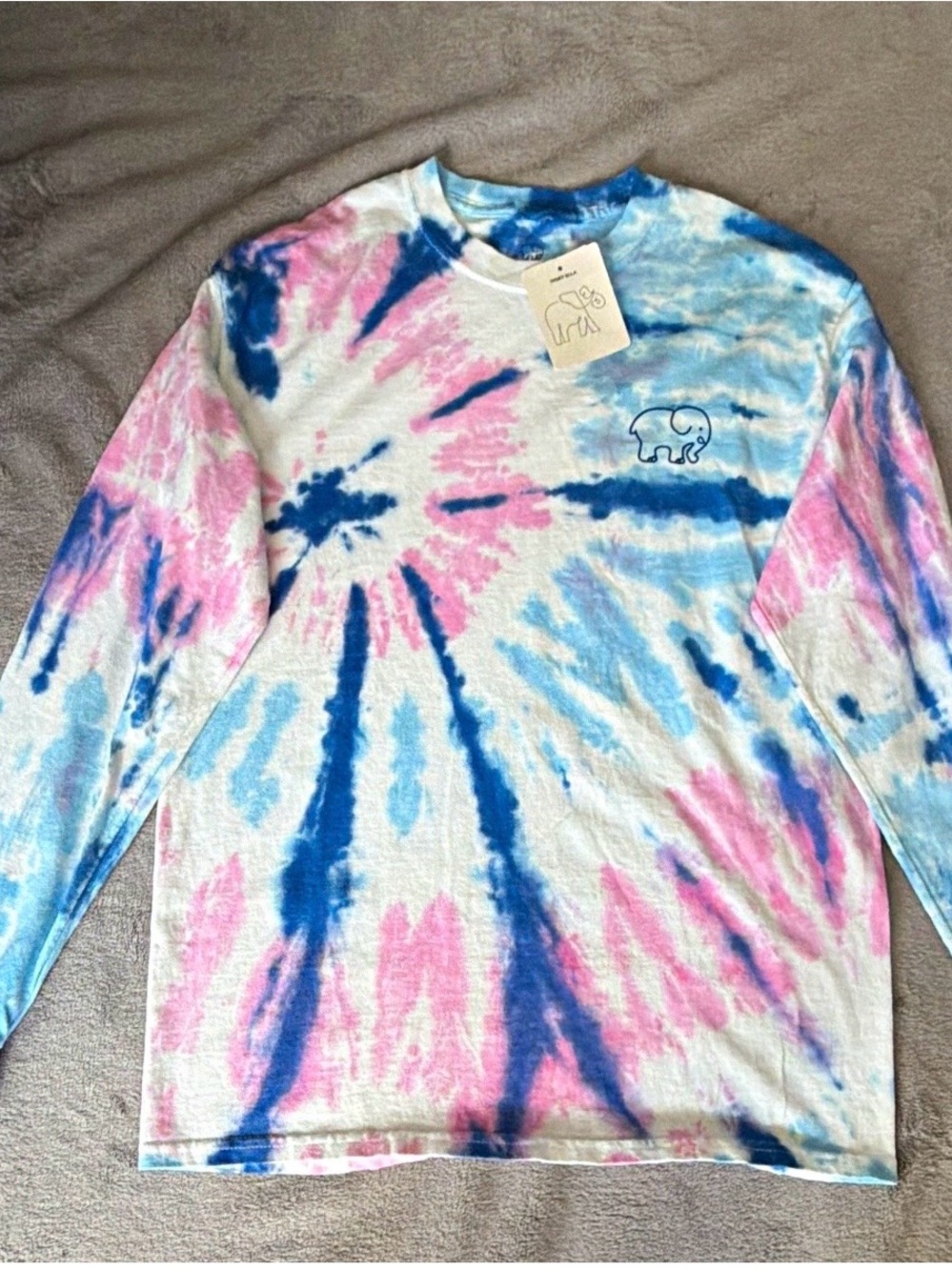 ivory ella Blue & Pink Spiral Tie-Dye Long Sleeve Tee